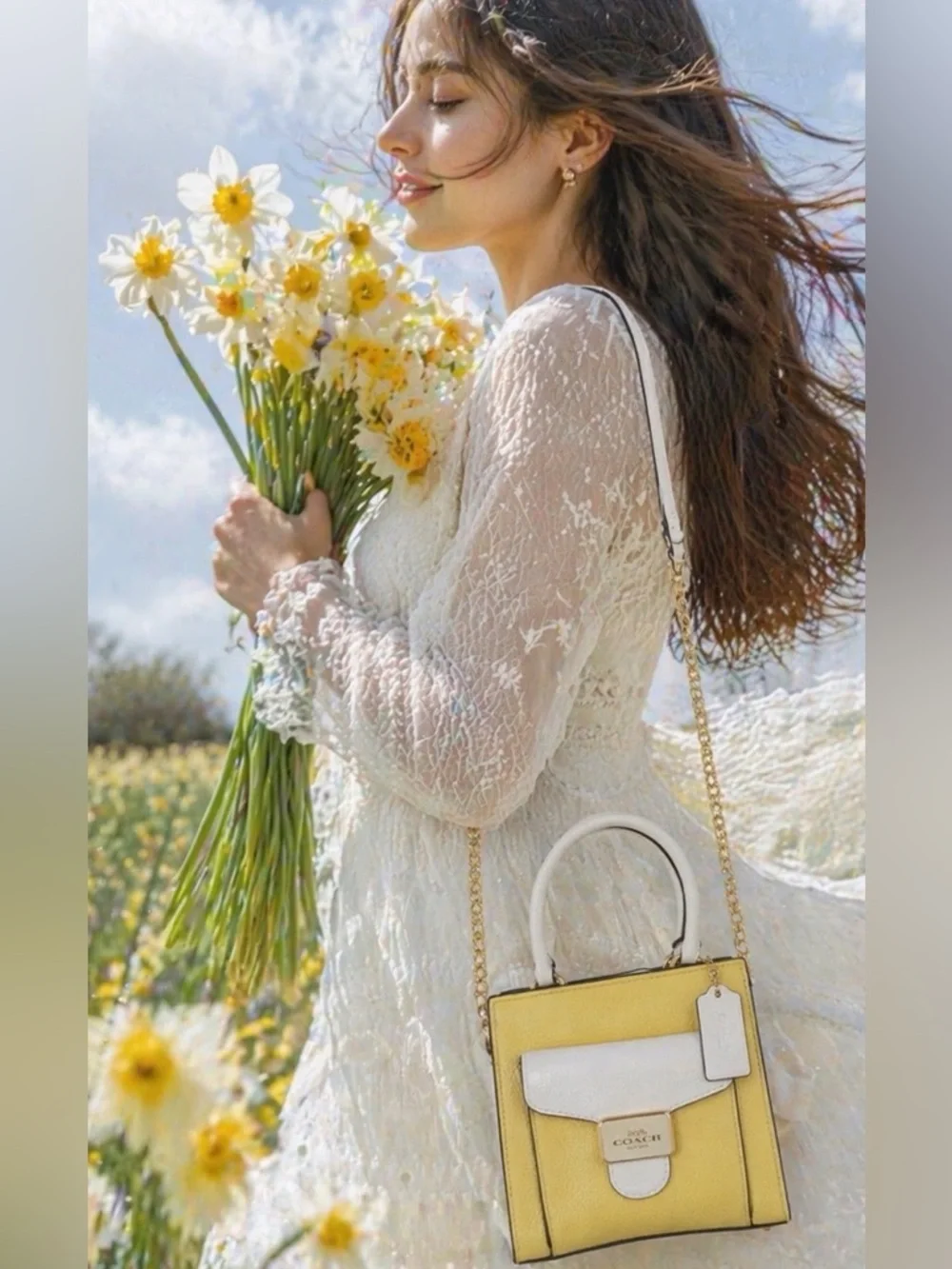 COACH Yellow & White Leather Mini Satchel with Gold Hardware😍😍😍😍 - Picture 9 of 13